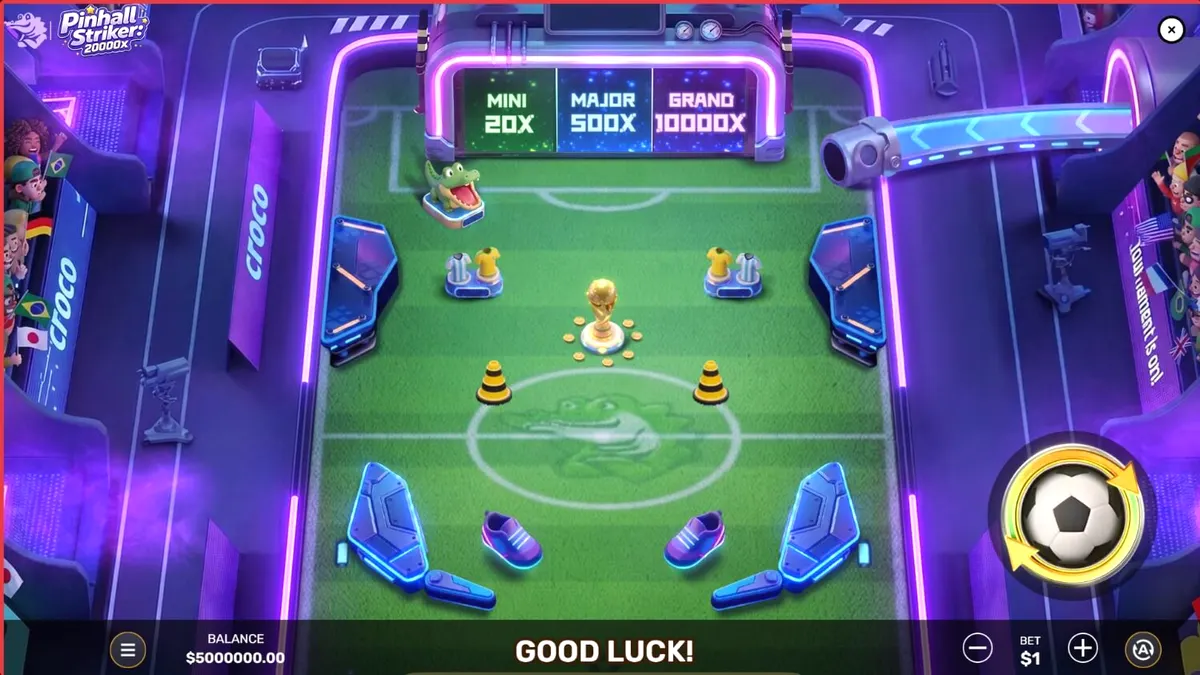 Interface do jogo Pinball Striker 20,000x em um smartphone